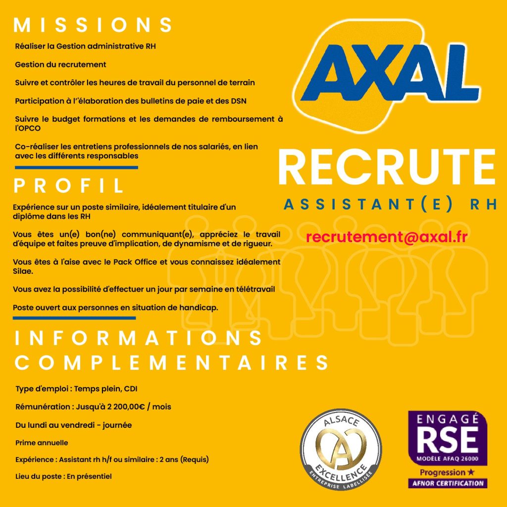 Axal recrute son/sa assistant(e) RH